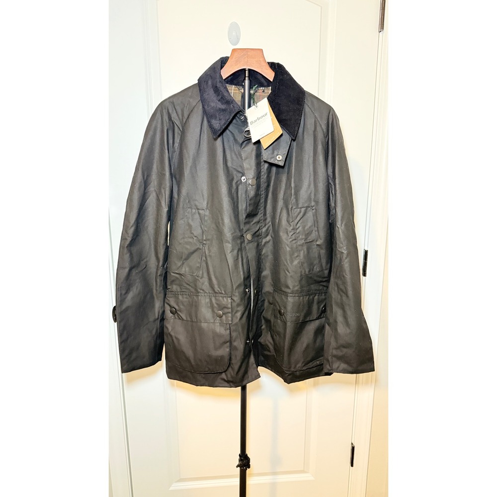 NWT Barbour Ashby Wax Jacket Mens Medium Black Sylkoil Waxed Cotton Coat